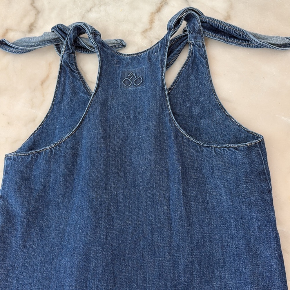 Bimba Y Lola Dark blue denim top Blue Denim Tie-Shoulder Top Sz L - Picture 11 of 12